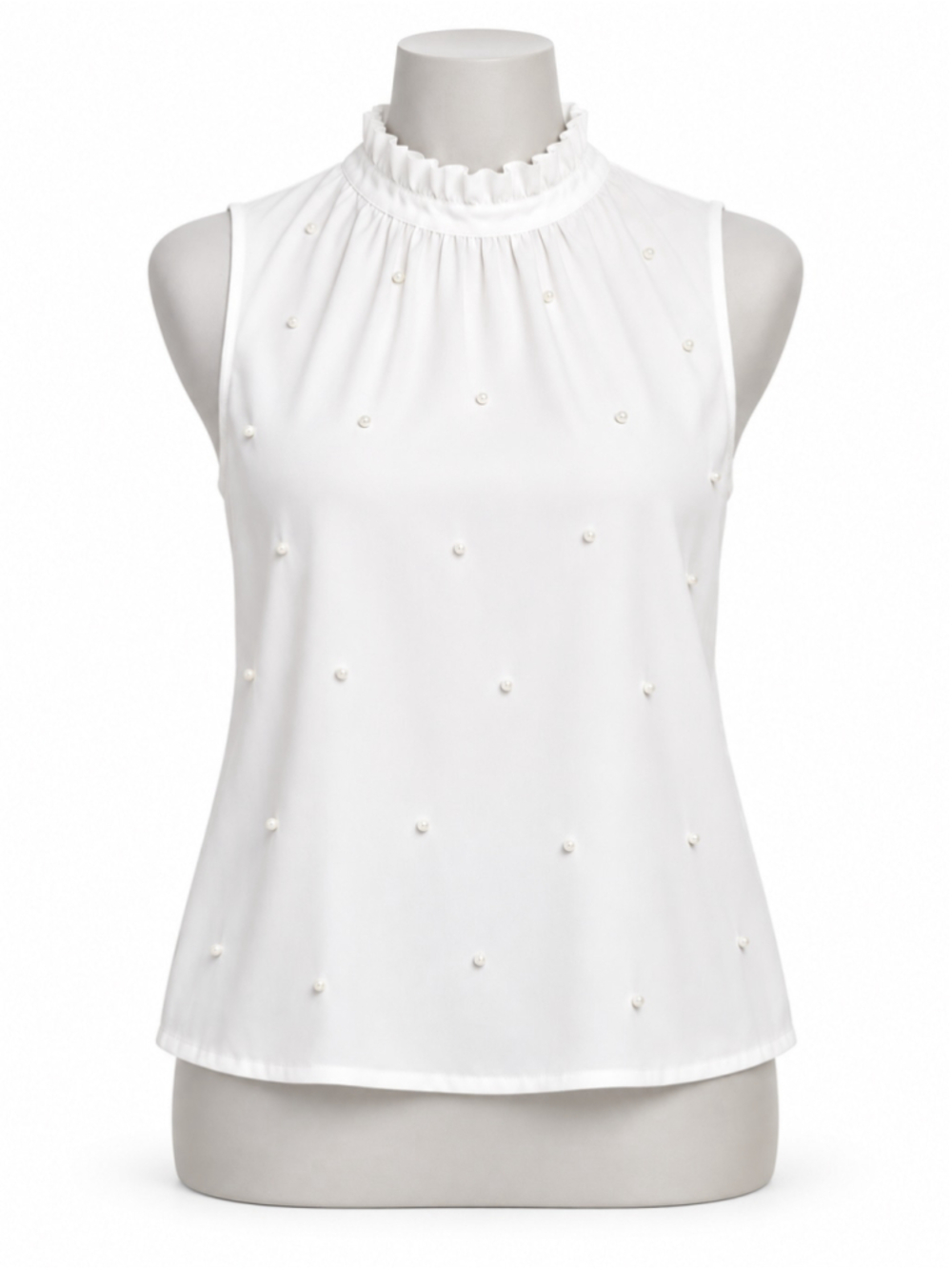Ashley Stewart White Chiffon Pearl Embellished Blouse – Size 14 NWT - Picture 4 of 9